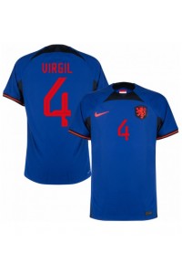 Nederland Virgil van Dijk #4 Fotballdrakt Borte Klær VM 2022 Korte ermer
